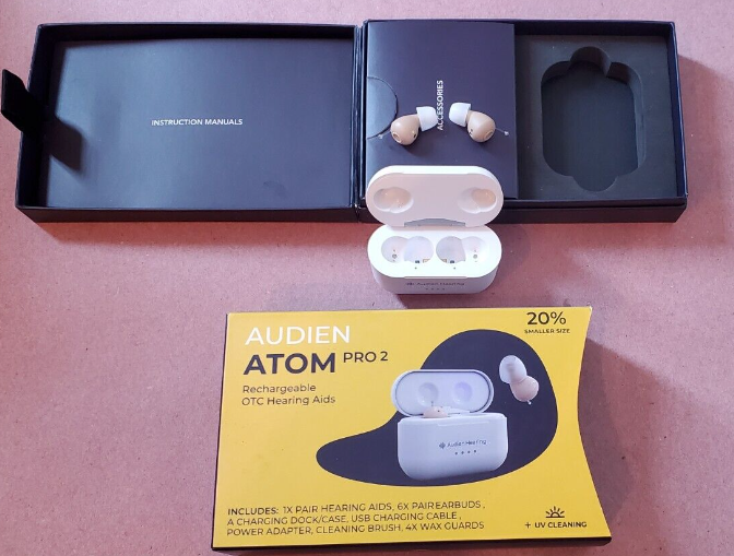 Audien ATOM PRO 2 Wireless Rechargeable OTC Hearing Aid - OPEN BOX