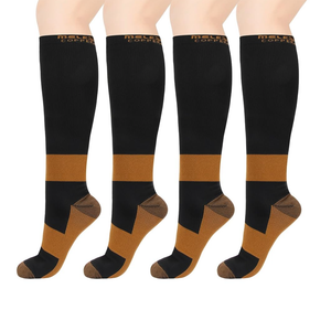 MELERIO Copper Compression Socks Men Women 4 Pairs 15-20 mmhg Comfortable Circulation for Edema Varicose Veins and Anti-Fatigue S/M