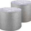 Lamp Shades Set of 2, Drum Lamp Shades for Table Lamps 11.6" Top x 12.6" Bottom x 9.8" High (Spider Fitter), Natural Linen Medium Lampshades for Floor Lamps Bedside Lamps, Grey
