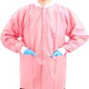 JMU 10-100 Pack Disposable Lab Jackets, SMS Disposable Medical Jackets for Adult, Knit Cuffs Collar, 3 Pockets, Medium