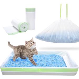Litter Box Liners Compatible with Pet Scoop free Self-Cleaning Box 30 Count Drawstring Cat Litter Waste Bags for Reusable Tray - Disposable Tray Refills, Tear-resistant - Leak-proof Cat Poop Bags