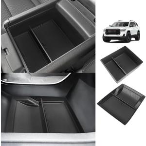 Muslogy for Acadia 2020-2023 Center Console Storage Box & Lower Center Tray 2PCS Compatible with GMC Acadia SL SLE SLT Denali AT4 2023 2022 2021 2020(Console+Lower)