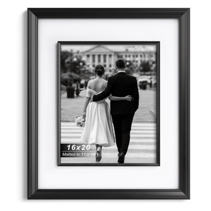 Yaetm 16x20 Black Picture Frame with Decorative Inner Frame & Tempered Glass, Display 11x14 Photos with Mat on Wall - Portrait or Landscape - Ideal for Office & Home Décor (Black, Single)