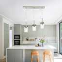 MELUCEE Kitchen Pendant Lighting Over Island 3 Lights Linear Chandelier Brushed Nickel Finish Dining Room Light Fixtures Ceiling Hanging Lamp with Clear Glass Shade, 20.5 Inches Length, 3 Lights-1 Pack Linear