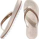 ONCAI Flip Flops for Women, Beach Thong Sandals Womens with Arch Support, Dressy Rhinestone Comfortable Yoga Mat and Non Slip Rubber Soles for Summer US Size 5-11 (6, Ivory White)