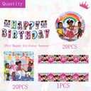 42 Pcs for Gracies Party Supplies Set, 20 Plates +20 Napkins +1 Tablecloth and 1 Happy Birthday Flag, for Children Happy Birthday Party Decoration Supplies