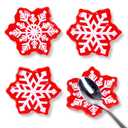 Whaline 4Pcs 2.6inch Winter Mini Ceramic Spoon Rest Red White Snowflake Small Coffee Spoon Holder for Xmas Winter Home Coffee Station Bar Accessories