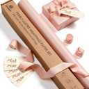 Vitalizart Pink Wrapping Paper Set 17" Pearly-Lustre With Silk Like Satin Ribbon & Gift Tags Recyclable Christmas Gift Wrapping Birthday Baby Shower Wedding Handmade Crafts 197"(16.4 Ft)