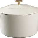 MARTHA STEWART Gatwick 7-Quart Enamel Cast Iron Dutch Oven  Martha Blue  Heavy-Duty Dutch Oven for Slow Cooking, Braising & Baking (Linen w/ Gold Knob)