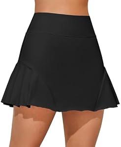 ATTRACO Athletic Golf Skorts Skirts for Women Workout Tennis Skirts Black Activewear Skorts for Running, S, Black
