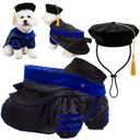 Huhumy 3 Pcs Dog Cat Graduation Doctoral Costume Set, 2026 Pet Phd Graduation Cap and Deluxe Doctoral Gown with Hood Side Tam Puppy Kitty Dogs Grad Holiday Party Costume Accessory(Royal Blue,M)