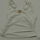 SOLY HUX Women's V Neck Halter Tops Open Back Y2k Ruched Floral Metal Summer Going Out Cami Tops MEDIUM