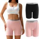 Womens Boxer Briefs Panties, Cotton Comfortable Boy Shorts Underwear, Anti Chafing Soft Panty, 2 Pack (L)