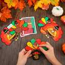Soulchen 30 Set Glitter Mosaic Turkey Craft Thanksgiving Fall Turkey Craft Kit DIY Glitter Mosaic Ornament Make Your Own Autumn Crafts for Harvest Party Classroom Home Activities Gift Project
