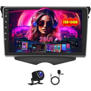 [2+64G] Car Stereo for Hyundai Veloster 2011-2017 with Wireless Carplay Android Auto, 9 Inch HD Touchscreen with GPS WiFi Bluetooth FM/RDS Radio EQ 26UI SWC Backup Camera MIC