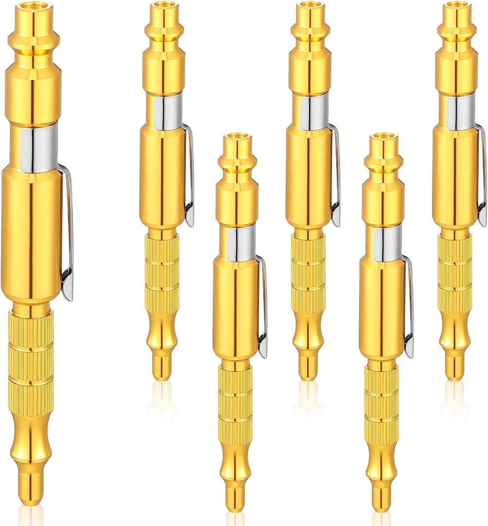 6 Pcs 1/4" I/m Type Adjustable Pocket Plug Air Blow Gun Air Blower for Compressor Nozzle Blow Gun Portable Blower Pen for Dust Cleaning(Gold)