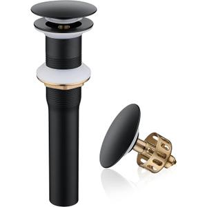 8 x Pop up Sink Drain Stopper for Bathroom Vessel Vanity Sink Art Basin Matte Black, Big Cap Without Overflow, Metal Pop-up Drain Strainer with Detachable Basket Stopper