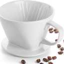 DOWAN Pour Over Coffee Maker, Non-Electric Pour Over Coffee Dripper, Manual Brew Maker, Single Cups Porcelain Slow Brewing Accessories for Gifts,White