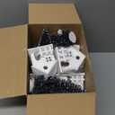 Kajaia 12 Pieces Christmas Winter Houses Village with 12 Pieces Trees Lamp LED Lights Christmas Winter Village Figurine Town Building Accessory for Thanksgiving Halloween (White,Cute Style)