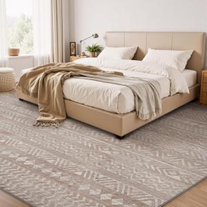 Brown Boho 9x12 Large Area Rugs for Living Room Bedroom Rug Carpet Washable Soft Neutral Modern Farmhouse Rug Non Slip