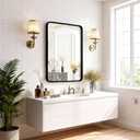 NEWBULIG Bathroom Mirror, Wall Mirror with Aluminum Alloy Thin Frame, Bathroom Mirrors for Over Sink, Bedroom, Living Room, Entryway (36"L x 24"W, Black-Rectangular)