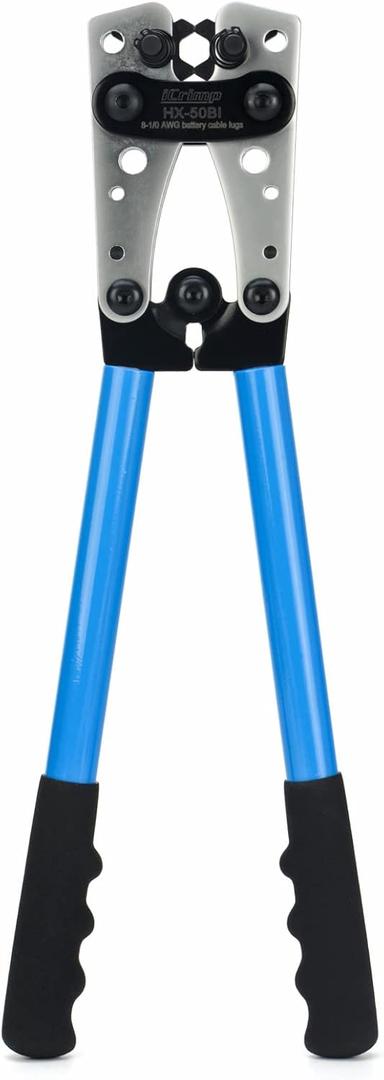 iCrimp Battery Terminal Crimper for Heavy Duty Copper Wire Lugs,Battery Cable Ends from AWG 8-1/0, Ground Lug Cimper Tool