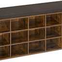 VASAGLE CUSTOS Collection - Shoe Bench, Storage Bench with Padded Seat, Entryway Bench with 15 Compartments, for Bedroom, 11.8 x 41.3 x 18.9 Inches, Rustic Brown and Chestnut Brown ULHS15BX, 15 Cubbies
