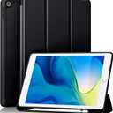 Akkerds Case Compatible with iPad 10.2 Inch 2021/2020/2019, for iPad 9th/8th/7th Generation Case with Pencil Holder, Protective with Soft TPU Back, Auto Sleep/Wake Cover, Black