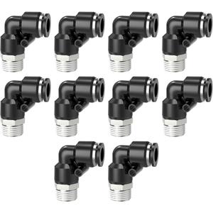 Push to Connect Fittings, 3/8 Inch Tube OD x 3/8 Inch NPT Thread 90 Degree Push to Connect Fitting Male Elbow Quick Connect Fittings- 10 Pack