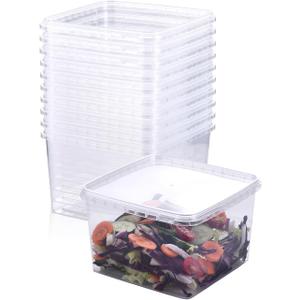 SHPii 88 oz. Square Clear Deli Containers with Lids, BPA-Free, Freezer and Microwave Safe Food Storage Containers, Reusable for Kitchen Storage, Meal Prep, Take-out, Restaurant Supplies.(10 packs)