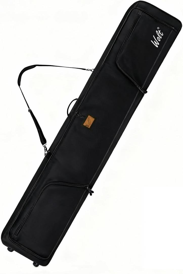 WOLT Rolling Ski Bag,Padded Snowboard Bag with Wheels for Air Travel, Fit to Double Pairs of Skis up to 175 or 190 cm