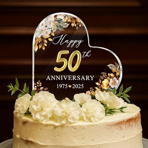 50th Wedding Anniversary Acrylic Cake Topper, 50 th Anniversary Decorations, 50 Wedding Topper, 50 Years Of Married Gifts (50th Anniversary Cake Topper)