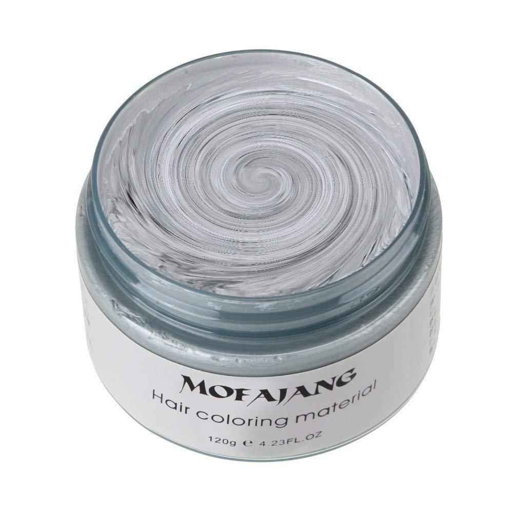 Unisex Hair Wax Color Dye Styling Cream Mud, Natural Hairstyle Pomade, Washable Temporary,Party Cosplay (Ash Matte Grey)