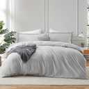 Hearth & Harbor Twin Duvet Cover Set Light Grey - Soft Comforter Cover Set, Double Brushed 2 Piece Bedding Set with Button Closure, 1 Twin Size Duvet Cover 68x90 inches and 1 Pillow Sham (11 - Light Grey (No Comforter)