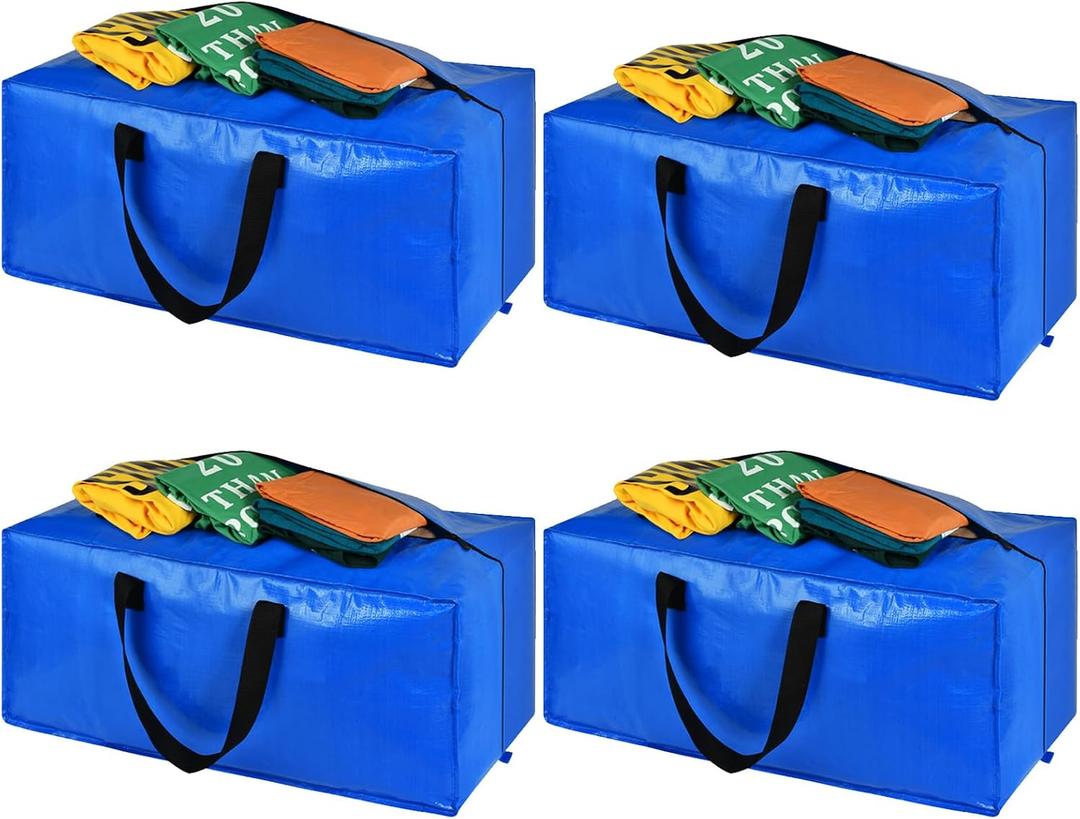 Heavy Duty Blue Moving Bags with Strong Zipper Handles Backpack Straps