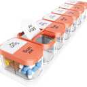 Odaro Extra Large Weekly Pill Organizer 2 Times A Day, Pill Box 7 Day Am Pm to Hold Daily Medicine Vitamin and Supplements - Orange