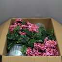 QIANYUN Artificial Topiary for Outdoors- 20 Potted Plant Fake Geraniums Bush-UV Resistant Artificial Outdoor Plant for Front Porch, Garden, Yard, Patio Decor (Dark Pink)