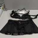 CRIPOM Sexy Lingerie for Women Naughty 3 Piece Lace Bralette, Mini Skirt with G-String Crotchless Lingerie Outfits, M