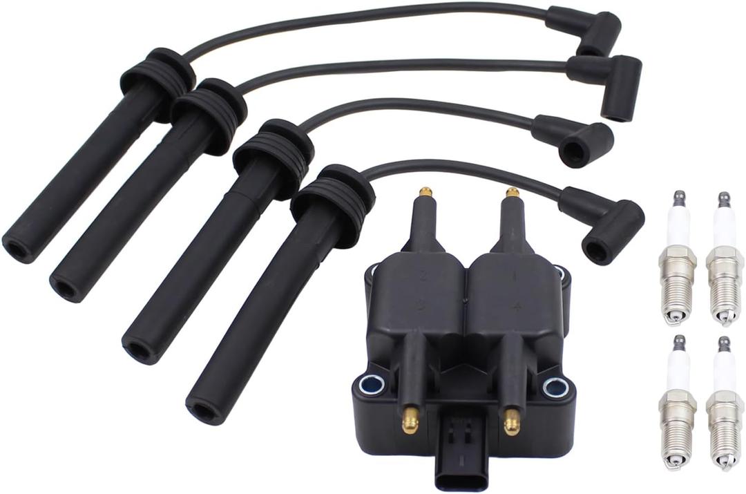 Ignition Coil and Spark Plug Wires Set for Jeep Liberty Wrangler Dodge Avenger Caravan Neon Stratus Chrysler Cirrus PT Cruiser Sebring Voyager 2.0 2.4