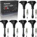 Ignition Coil Pack & 1406 Iridium Spark Plug Compatible with 2007-2020 Nissan Maxima Murano Altima Infiniti EX35 FX35 G25 G35 Q50 QX60 3.5L Replaces UF550 Set of 6