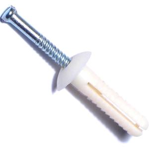 014973285449 Nylon Mushroom Nail Drive Anchors, 1/4 x 1, Piece-100