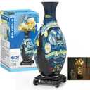 3D Puzzles Vase for Adults, Crafts for Adults, 160 Pieces Plastic DIY Unique Flower Vase with LED Light House Warming Gift Birthday Gifts for Flower Arrangements and Home Decor (Blue)