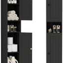 Homleke Tall Bathroom Storage Cabinet with 2 Doors, 67"H Narrow Storage Cabinet with Adjustable Shelves& Anti-Tip Design, Reversible Door Installation, Easy Assembly, 11.8 x 11.8 x 66.9 Inches, Black, 11.8d X 11.8w X 66.9h