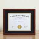 ELSKER&HOME 8.5x11 Certificate Frame - Classic Coffee Color Frame - Displays Diploma 8.5x11 Inch with Mat - 11x14 Inch Without Mat - For Document/Photo(Double Mat - Matte Black with Gold Rim)