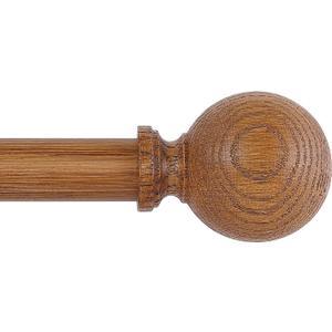 Brown Wood Grain Ball Adjustable Curtain Rods, 36-88" Heavy Duty, Farmhouse Rustic Single Window Curtain Rods, Indoor/Outdoor, Iron with Imitation Wood Grain Finish