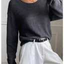 SHENHE Women's Crewneck Sweater Pullover Drop Shoulder Soft Knit Fall Casual Sweater Jumper Dark Grey Medium