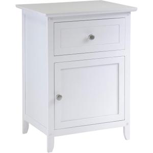 Winsome Eugene Accent Table, Classic Small Bedside Table for Bedroom, Sturdy Nightstand with Storage, Convenient Furniture for Couch Side, Living Room, Entryway (18.90"W x 14.96"D x 25"H, White)