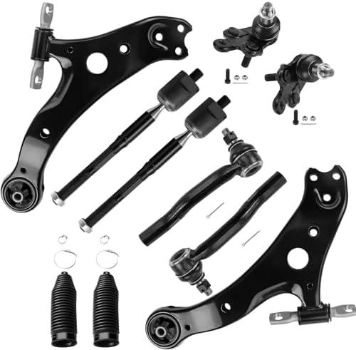 LCWRGS 10pcs Front Suspension Kit Compatible with 2004-2006 Toyota Camry, 2004-2008 Solara, 2004-2006 Lexus ES330, 2 Lower Control Arms 2 Ball Joints 4 Inner & Outer Tie Rods 2 Boots