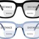 2 Pack Bifocal Reading Glasses for Women Men Oversized Clear Top Bi-focal Readers Progressive Dual-focus Glasses (Black & Blue)