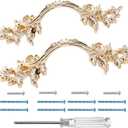 2 Pcs European Style Dresser Pull, 2-1/2 Inch Vintage Cabinet Door Handle, Gold Antique Drawer Pulls, Retro Decorative Hardware for Dresser, Drawer, Closet and Cabinet